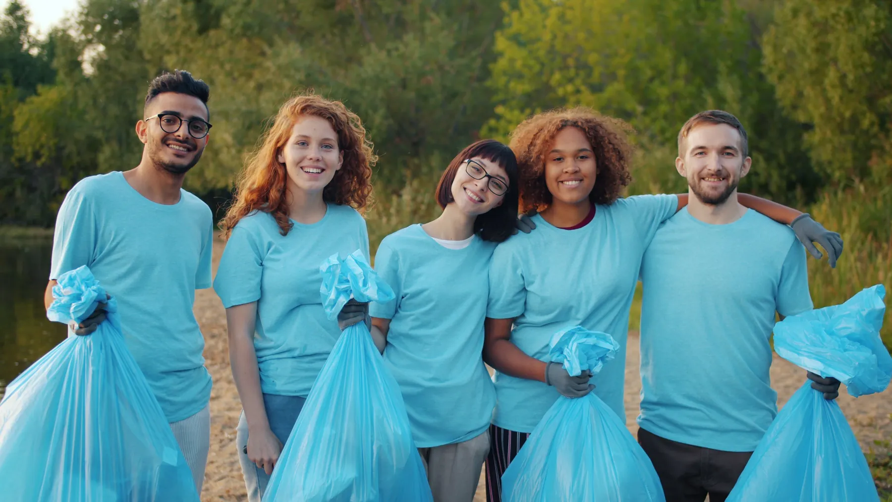 Volunteers litter picking